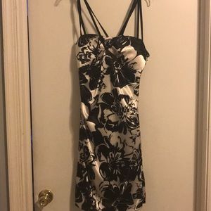 Black and white crisscrossing strap dress